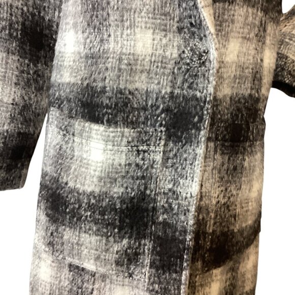 Cotton:On Longline Maxi Coat Women's Sz XXS Black & White Plaid #328A - Picture 7 of 11